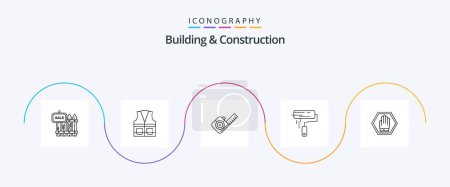 Illustration for Building And Construction Line 5 Icon Pack Including roller. brush. labour. tool. measuring - Royalty Free Image