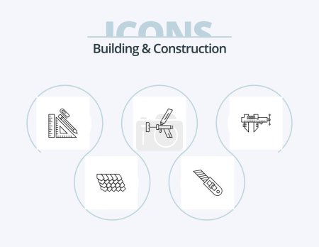Illustration for Building And Construction Line Icon Pack 5 Icon Design. box. construction. construction. building. clip - Royalty Free Image