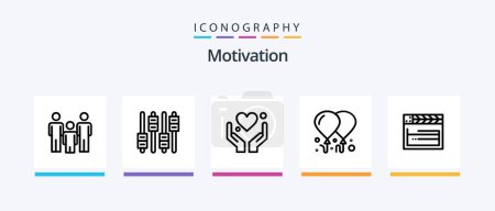 Téléchargez les illustrations : Motivation Line 5 Icon Pack Including motivation. emojis. locker. motivation. heart. Creative Icons Design - en licence libre de droit