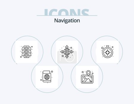 Illustration for Navigation Line Icon Pack 5 Icon Design. location. arrow. back. location. map - Royalty Free Image