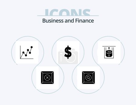 Téléchargez les illustrations : Finance Glyph Icon Pack 5 Icon Design. . . money. money. atm - en licence libre de droit