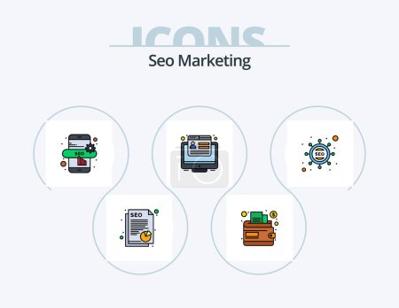 Illustration for Seo Marketing Line Filled Icon Pack 5 Icon Design. . money. billboard. cash. remarketing - Royalty Free Image