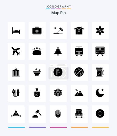 Illustration for Creative Map Pin 25 Glyph Solid Black icon pack  Such As travel. plant. holiday. nature. travel - Royalty Free Image