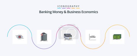 Téléchargez les illustrations : Banking Money And Business Economics Line Filled Flat 5 Icon Pack Including graph. arrows. federal. finance. credit - en licence libre de droit