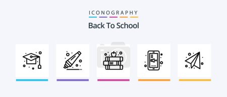 Ilustración de Back To School Line 5 Icon Pack Including graduate. bell. light. education. apple. Creative Icons Design - Imagen libre de derechos