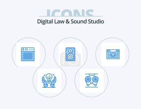 Téléchargez les illustrations : Digital Law And Sound Studio Blue Icon Pack 5 Icon Design. monitor. hifi. reel. audio. multimedia - en licence libre de droit