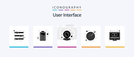 Téléchargez les illustrations : User Interface Glyph 5 Icon Pack Including screen. computer. power. target. arrow. Creative Icons Design - en licence libre de droit