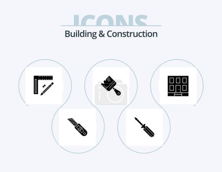 Illustration for Building And Construction Glyph Icon Pack 5 Icon Design. paint. building. tools. brush. repair - Royalty Free Image
