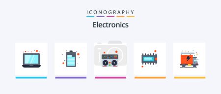 Illustration for Electronics Flat 5 Icon Pack Including . truck. music. packet. ic. Creative Icons Design - Royalty Free Image