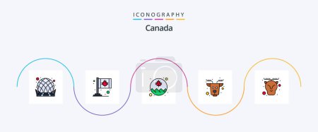 Illustration for Canada Line Filled Flat 5 Icon Pack Including animal. mammal. canada. elk. animal - Royalty Free Image