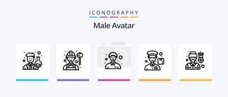 Illustration for Male Avatar Line 5 Icon Pack Including man. community. circus. detect. detective. Creative Icons Design - Royalty Free Image