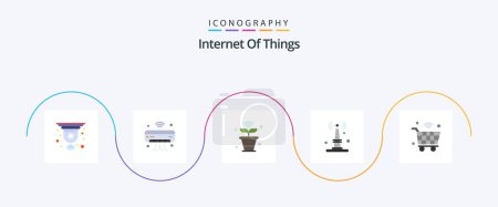 Téléchargez les illustrations : Internet Of Things Flat 5 Icon Pack Including things. iot. wifi. internet. things - en licence libre de droit