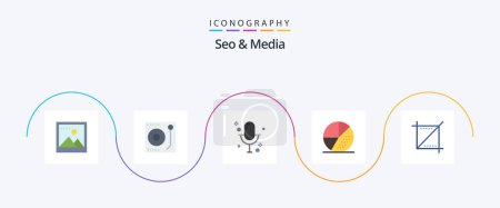 Ilustración de Seo and Media Flat 5 Icon Pack Including media. seo. media. search. media - Imagen libre de derechos