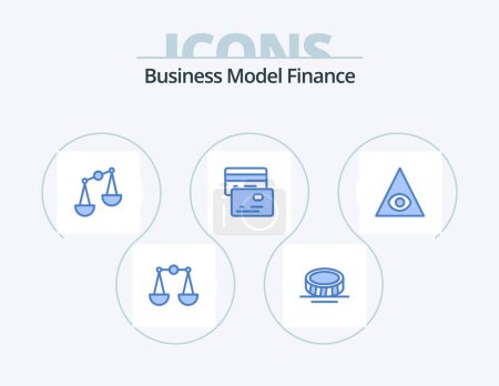 Illustration for Finance Blue Icon Pack 5 Icon Design. . money. - Royalty Free Image