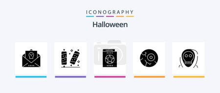 Téléchargez les illustrations : Halloween Glyph 5 Icon Pack Including night. halloween. sugar. learning. halloween. Creative Icons Design - en licence libre de droit