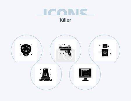 Téléchargez les illustrations : Killer Glyph Icon Pack 5 Icon Design. goal. weapons. bones. pistol. firearm - en licence libre de droit