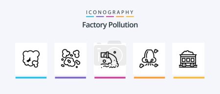Téléchargez les illustrations : Factory Pollution Line 5 Icon Pack Including world. pollution. pollution. help. pollution. Creative Icons Design - en licence libre de droit