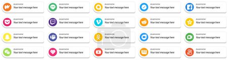 Téléchargez les illustrations : Follow Me Social Media Icons with Customizable Message 20 pack such as microsoft team. pocket. tencent and reddit icons. Minimalist and high resolution - en licence libre de droit
