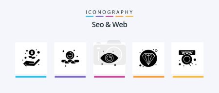 Illustration for Seo and Web Glyph 5 Icon Pack Including web. online. view. commerce. web. Creative Icons Design - Royalty Free Image