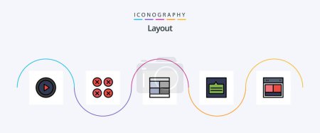 Téléchargez les illustrations : Layout Line Filled Flat 5 Icon Pack Including site. design. illustration. wireframe. links - en licence libre de droit