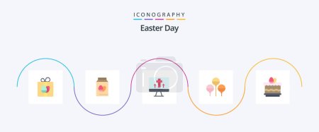 Illustration for Easter Flat 5 Icon Pack Including eat. cack. monitor. holiday. bloon - Royalty Free Image