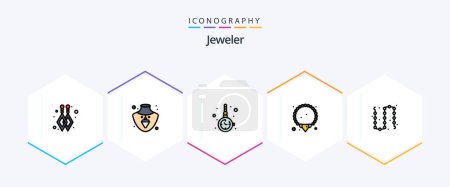 Illustration for Jewellery 25 FilledLine icon pack including luxury. jewelry. jewelry. fashion. mala - Royalty Free Image