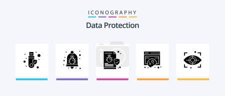 Ilustración de Data Protection Glyph 5 Icon Pack Including policy. cookies. security. compliance. security. Creative Icons Design - Imagen libre de derechos