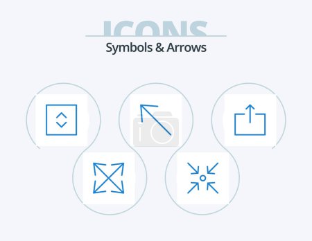 Illustration for Symbols and Arrows Blue Icon Pack 5 Icon Design. . . square. send. arrow - Royalty Free Image