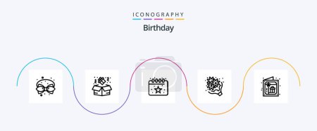 Illustration for Birthday Line 5 Icon Pack Including birthday. love. birthday. gift. birthday - Royalty Free Image