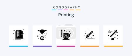 Illustration for Printing Glyph 5 Icon Pack Including color. highlighter. printing. drawing. mug. Creative Icons Design - Royalty Free Image