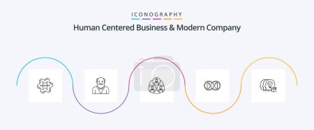 Ilustración de Human Centered Business And Modern Company Line 5 Icon Pack Including man. dual. uncle. face. circle - Imagen libre de derechos