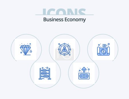 Téléchargez les illustrations : Economy Blue Icon Pack 5 Icon Design. banking. leader. business. economy. pastel - en licence libre de droit