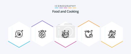 Illustration for Food 25 Line icon pack including green tea. healthy food. raspberry. meal. apple - Royalty Free Image