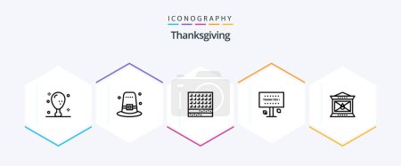 Illustration for Thanksgiving 25 Line icon pack including thank you. sign. thanksgiving. greeting. thanksgiving - Royalty Free Image