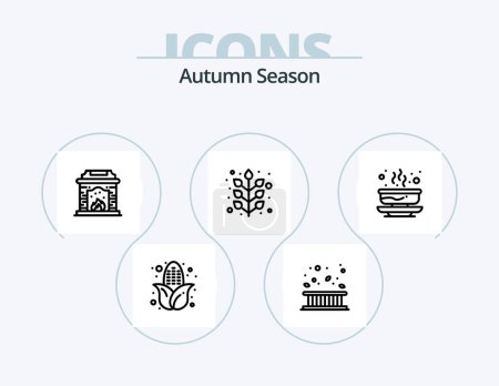 Ilustración de Autumn Line Icon Pack 5 Icon Design. plant. fall. fall. autumn. plant - Imagen libre de derechos