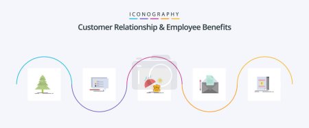 Ilustración de Customer Relationship And Employee Benefits Flat 5 Icon Pack Including cash. letter. summer. fax. mail - Imagen libre de derechos
