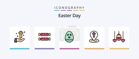 Illustration for Easter Line Filled 5 Icon Pack Including egg. holiday. monitor. easter. egg. Creative Icons Design - Royalty Free Image
