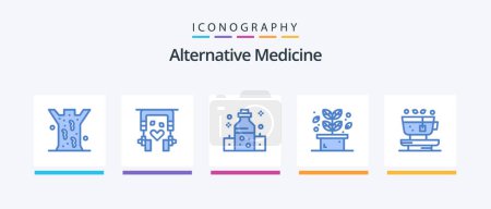 Illustration for Alternative Medicine Blue 5 Icon Pack Including nature. spa. healthcare. plant. herb. Creative Icons Design - Royalty Free Image