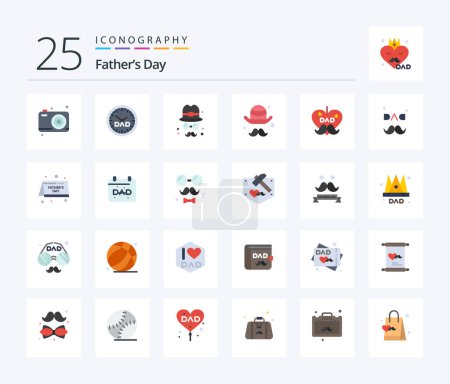 Ilustración de Fathers Day 25 Flat Color icon pack including date. love. avatar. fathers day. dad - Imagen libre de derechos