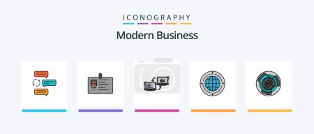 Téléchargez les illustrations : Modern Business Line Filled 5 Icon Pack Including partners. business. ceo. agreement. person. Creative Icons Design - en licence libre de droit