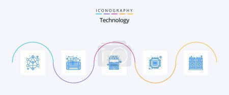 Ilustración de Technology Blue 5 Icon Pack Including music. smart. artificial. future. chip - Imagen libre de derechos