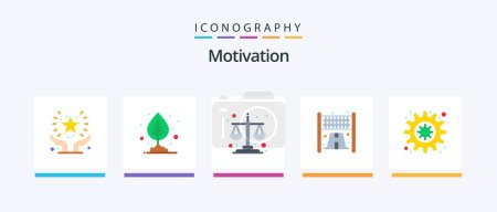 Téléchargez les illustrations : Motivation Flat 5 Icon Pack Including motivation. sport. leaf. line. level. Creative Icons Design - en licence libre de droit