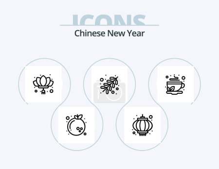 Illustration for Chinese New Year Line Icon Pack 5 Icon Design. newyear. new. newyear. chinese. chinese - Royalty Free Image