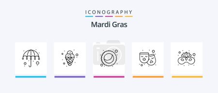 Téléchargez les illustrations : Mardi Gras Line 5 Icon Pack Including . moon. diamond. mardi gras. romance. Creative Icons Design - en licence libre de droit