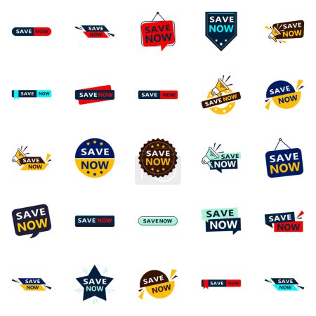 Illustration for 25 Professional Typographic Designs for a polished saving campaign Save Now - Royalty Free Image