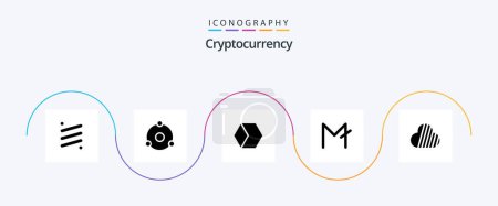Téléchargez les illustrations : Cryptocurrency Glyph 5 Icon Pack Including moon coin . market cap. coin . charts . block net - en licence libre de droit
