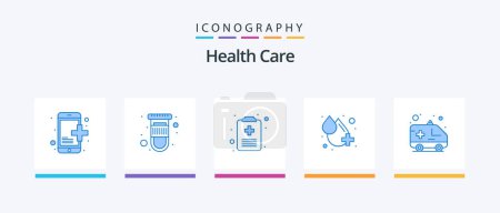 Illustration for Health Care Blue 5 Icon Pack Including car. medical. medical. water. blood. Creative Icons Design - Royalty Free Image