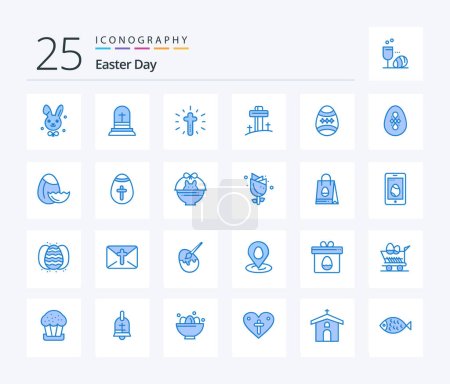 Téléchargez les illustrations : Easter 25 Blue Color icon pack including holidays. egg. decoration. easter egg. nature - en licence libre de droit