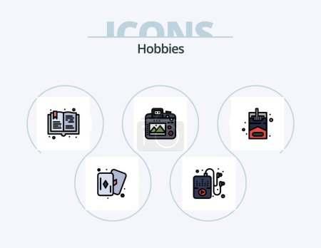 Ilustración de Hobbies Line Filled Icon Pack 5 Icon Design. . fashion. write. dressmaker. hobby - Imagen libre de derechos