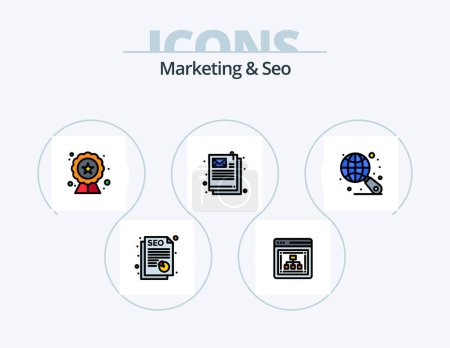 Illustration for Marketing And Seo Line Filled Icon Pack 5 Icon Design. . email. retina. document. seo - Royalty Free Image